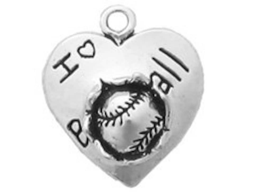 【SHOUIA/ショウイア】 BASEBALL CHARM Sterling Silver 16mm I Love Baseball Charm (sku 2176 - CHSS