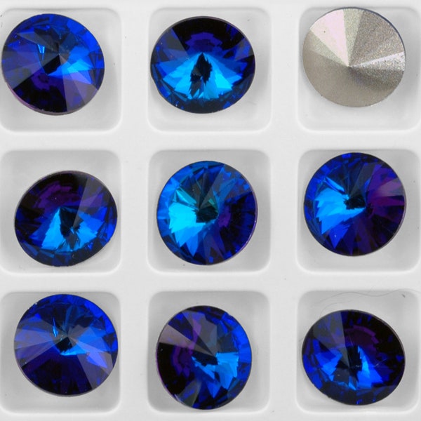 Set of 15 Czech Crystal Rivolis in 10mm Bermuda Blue (Sku 2048 - CC-RIV-10-BB)