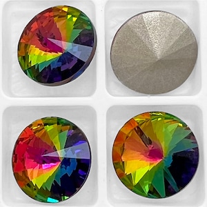 Set of 8 Czech Crystal Rivolis 12mm Electric Rainbow (sku 1085 - CC-RIV-12-ER)