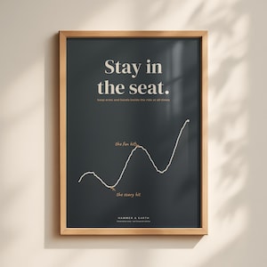 Stay In The Seat Investing Poster, Stock Market Chart Wall Art, Finance Quote, Office Decor