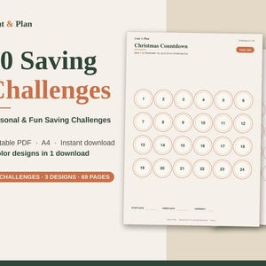 Seasonal Savings Challenge Printable Bundle, 20 Fun Money Saving Challenges, Christmas Summer Bingo, 3 Color Designs, A4 Instant Download