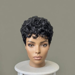 Short Curly Pixie Wig For Women Synthetic Daily Wear Hair