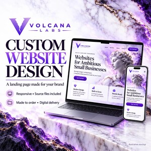 Custom Website Design + Full Setup, Responsive Landing Page, Domain Connection and Source Files