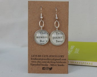 Romeo and Juliet earrings, gift for Shakespeare lover