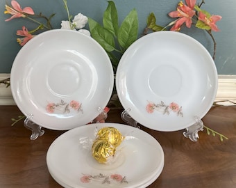 Fire King Brand Fleurette Pattern Saucers by Anchor Hocking