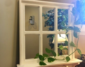 Farmhouse Wall Art Mirror, Windowpane Mirror
