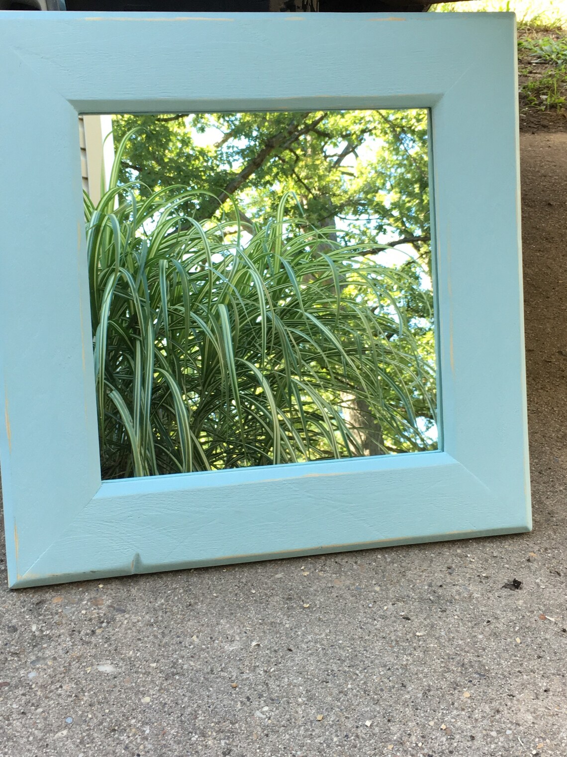 Framed Mirror Framed Blue Mirror Frame Blue Mirror Shabby Etsy
