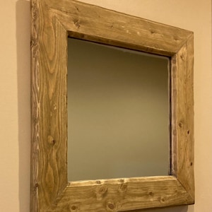 Miroir en bois de récupération 17,5 x 17,5 po, teinture pour bois flotté