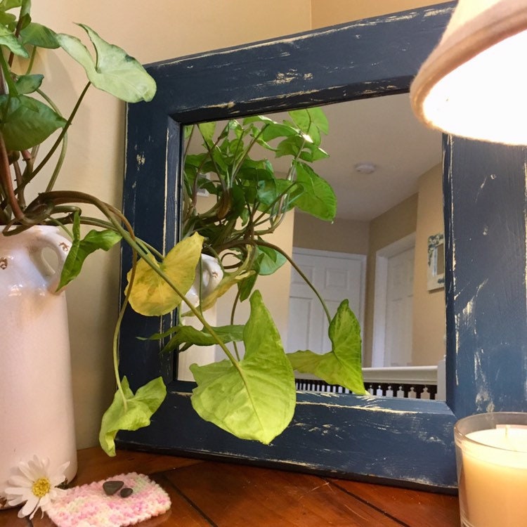 Rustic Nursery Mirror Dark Blue Nursery Wall Mirror Rustic Etsy