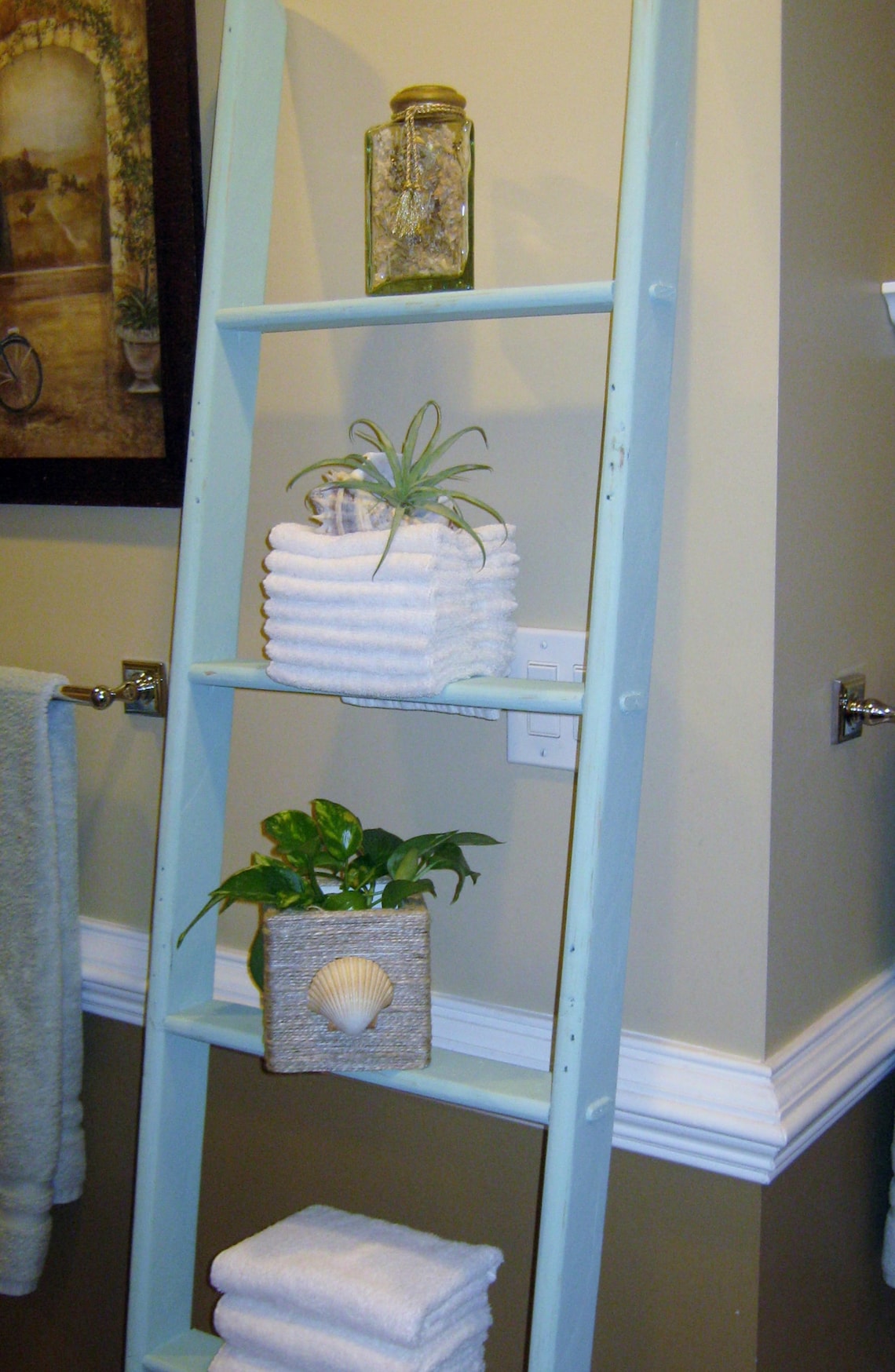 WOOD LADDER Towel Ladder for Bathroom | Etsy