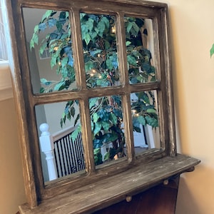 Reserved For David - Farmhouse Window Mirror with Shelf: Reclaimed Wood Rustic Decor image 2