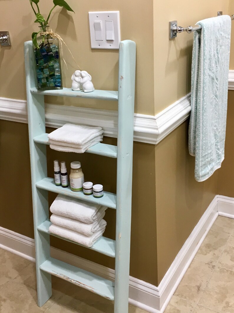 Leaning Ladder Shelf Rustic Ladder Shelf Leaning Shelf Books Etsy