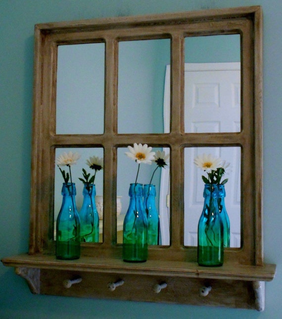 Bathroom Window Mirror In Driftwood Stain Window Mirror Etsy