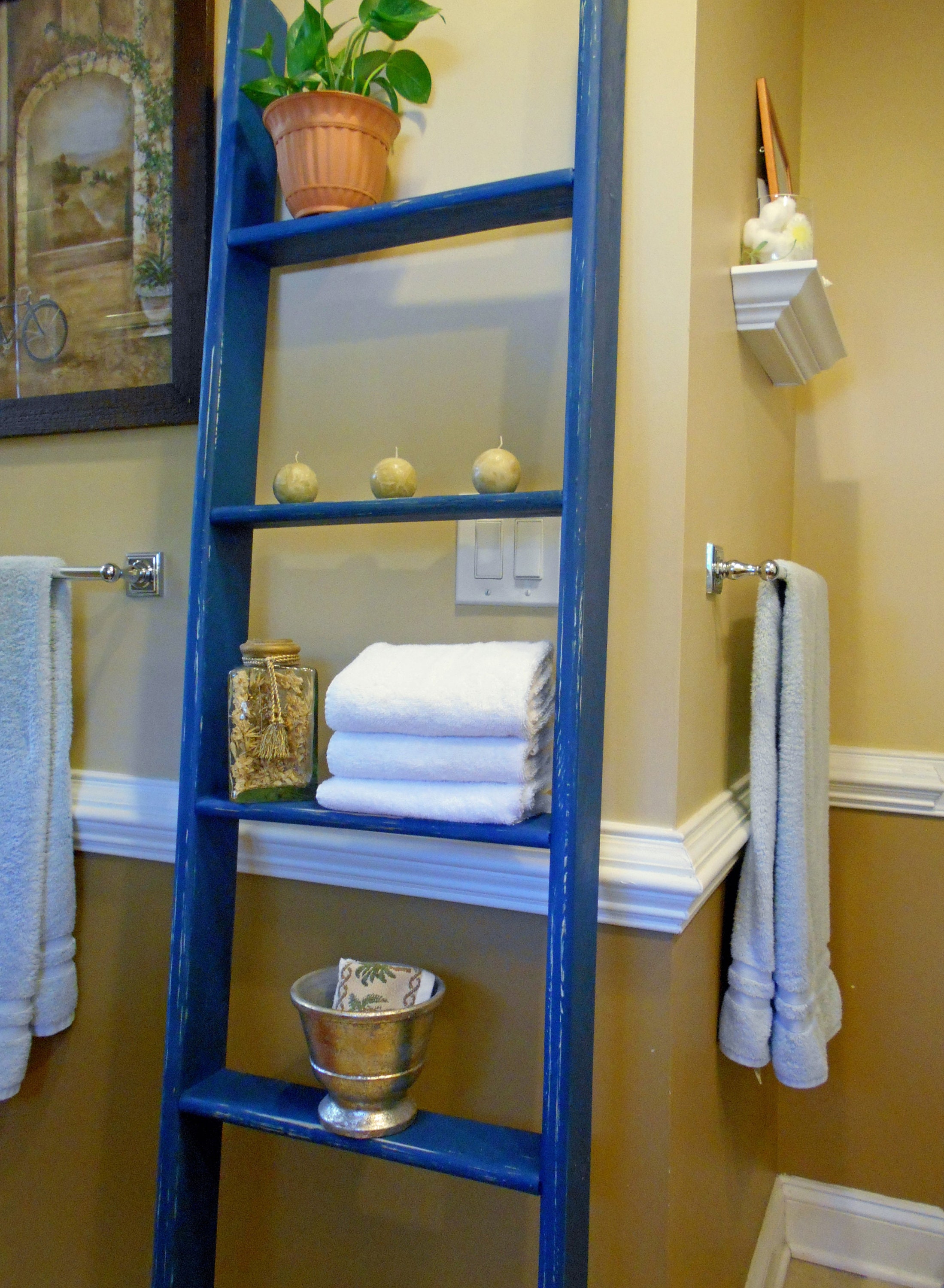 LEANING LADDER SHELF Wood Bathroom Shelves Bathroom Etsy