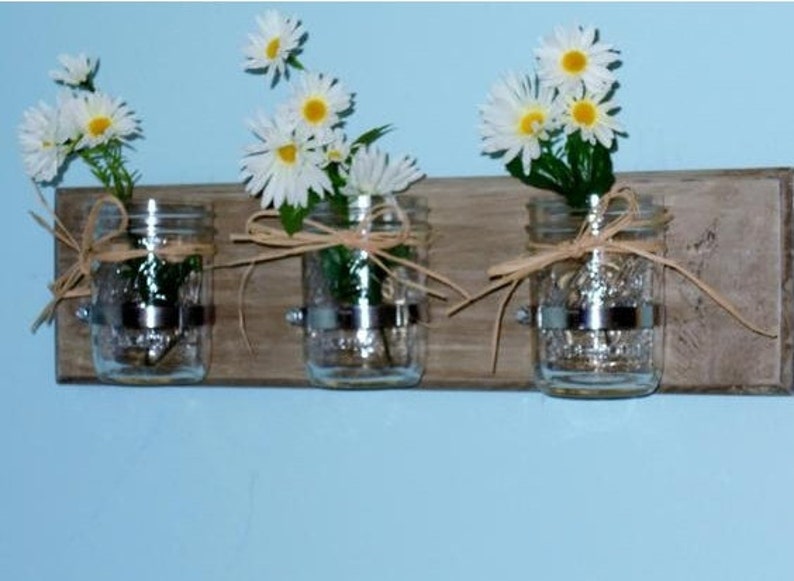 Hanging Wall Vase Mason Jar Sconces Hanging Vases Etsy