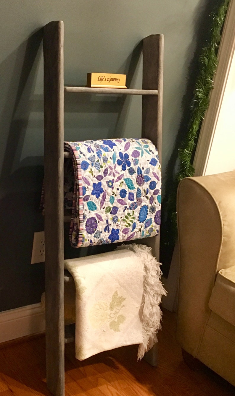 RUSTIC LADDER SHELF Bathroom Wall Decor Personalized Ladder Etsy