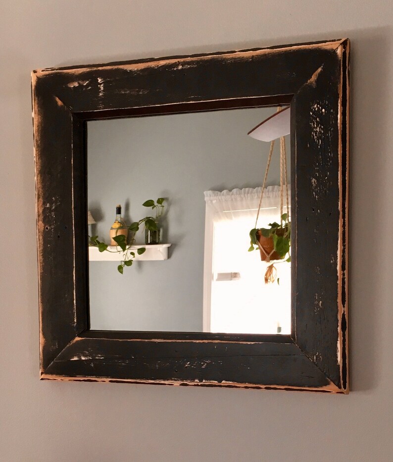 Black Wall Mirror Small Rustic Mirror Rustic Mirror Etsy