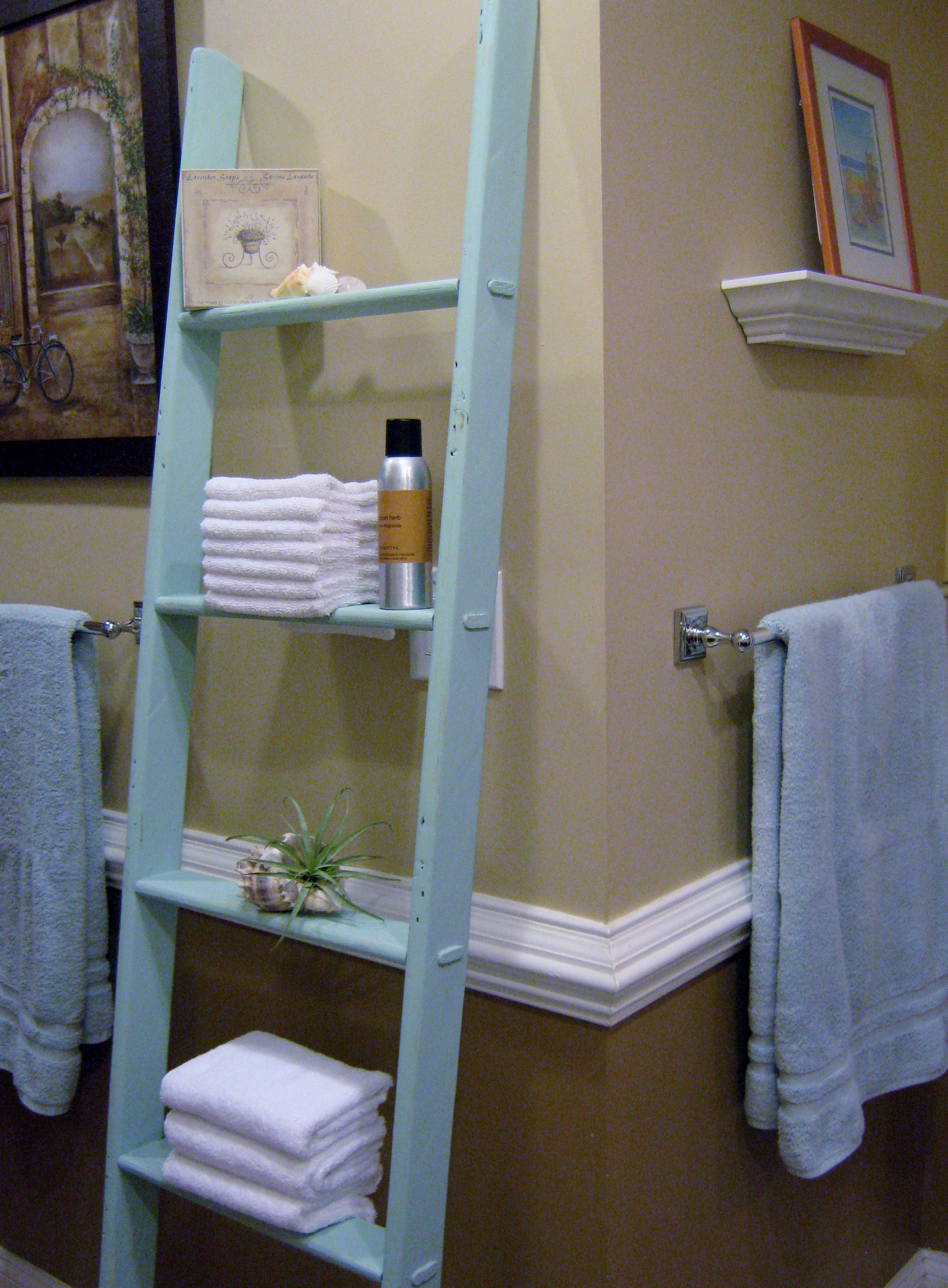 LEANING LADDER SHELF Wood Bathroom Shelves Bathroom Etsy