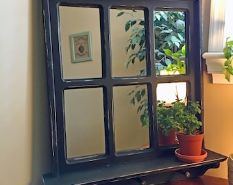 Rustic Faux Window Mirror: Reclaimed Wood Farmhouse Design