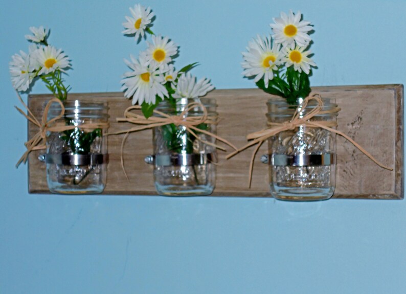 MASON JAR ORGANIZER Bathroom Organizer Hanging Wall Sconce Etsy