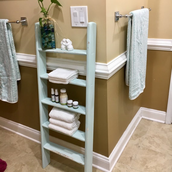 Rustic Wood Shelves Decorative Blanket Ladder Blanket Etsy