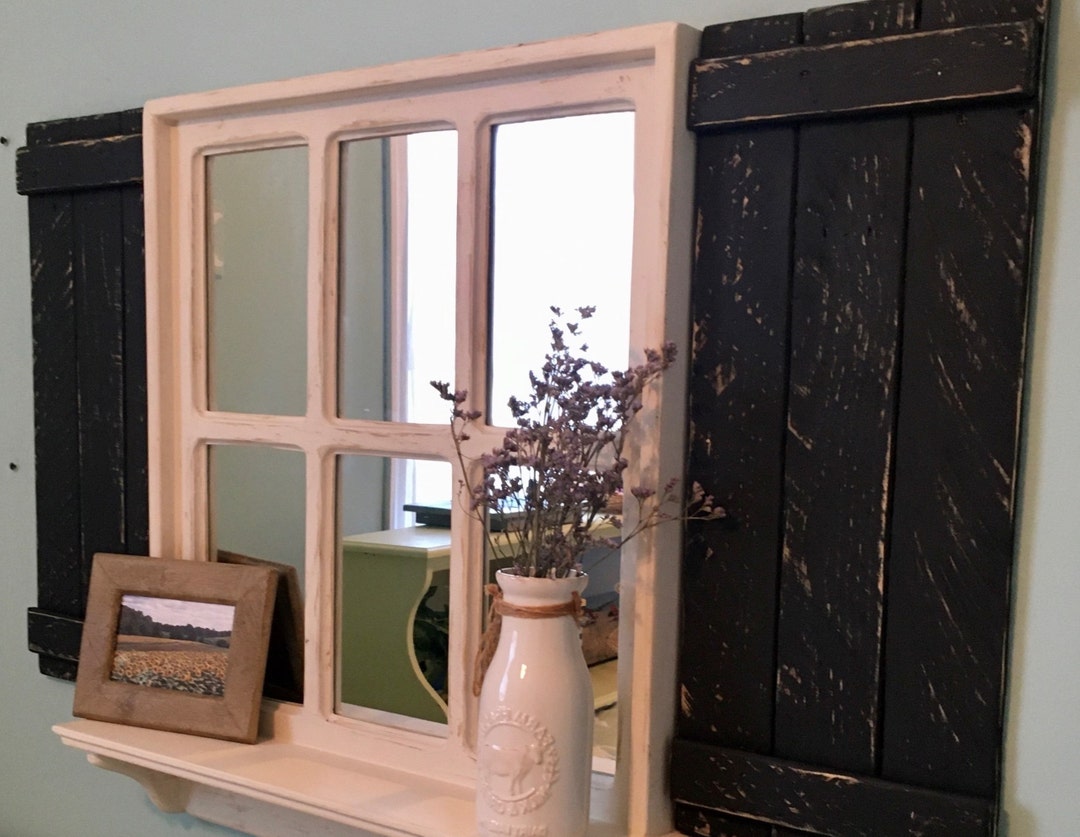 MIRROR WITH SHUTTERS Window Pane Mirror Shutters Etsy