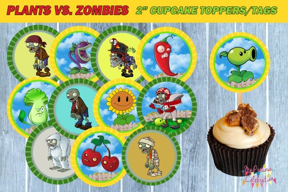 Plants Vs Zombies Tags Cupcake Toppers Plants Vs Zombies Etsy