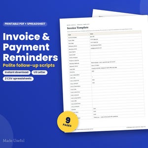 Invoice Template and Payment Reminder Email Scripts, Freelance Invoice Tracker Spreadsheet, Small Business Templates