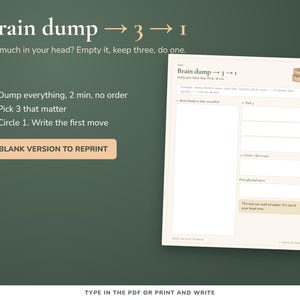 ADHD Workbook for Task Paralysis, Brain Dump Worksheets, Executive Function Tool, Fillable PDF zdjęcie 4
