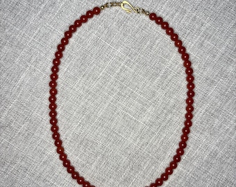 Red Carnelian and Freshwater Pearl Necklace