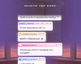 Widget di chat Y2K per Twitch, sovrapposizione animata in stile pastello per OBS (download digitale)