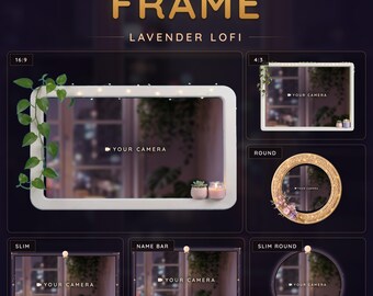 Lavender Lofi Animated Twitch Webcam Frame, Fairy Lights Webcam Overlay and Camera Border for OBS Streamlabs (Digital Download)