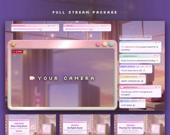 Pacchetto streaming Twitch Y2K, sovrapposizione animata per computer in stile retrò (download digitale)