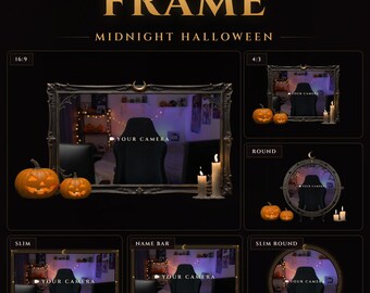 Midnight Halloween Animated Twitch Webcam Frame, Gothic Candles Webcam Overlay and Camera Border for OBS Streamlabs (Digital Download)