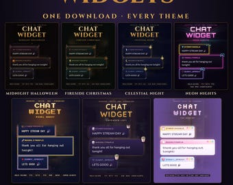 7 Animated Twitch Chat Widgets Bundle, Customizable Chat Box Overlays for OBS Streamlabs StreamElements (Digital Download)