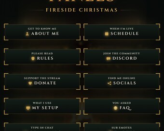 Fireside Christmas Twitch Panels, 42 Holiday Stream About Panels Pack and Panel Maker for Twitch & Kick (Digital Download)