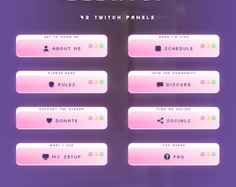 Pannelli Y2K per Twitch, 42 pannelli in stile retrò pastello per lo streaming (download digitale)