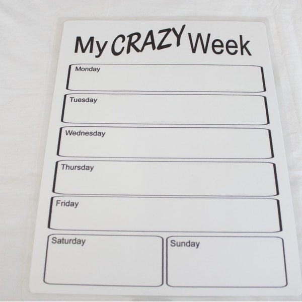 Weekly Dry Erase Etsy