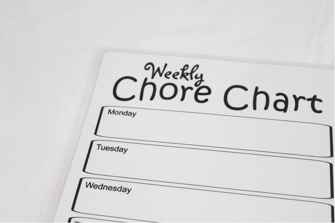 Weekly Chore Chart Dry Erase Board Black Etsy