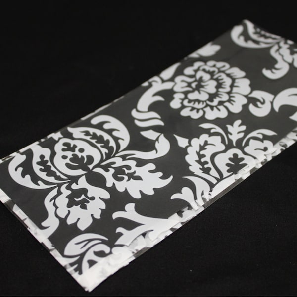 25 White Damask Cellophane Bag for Party Favors, Gift Bag or Packaging - 3-1/2x7-1/4