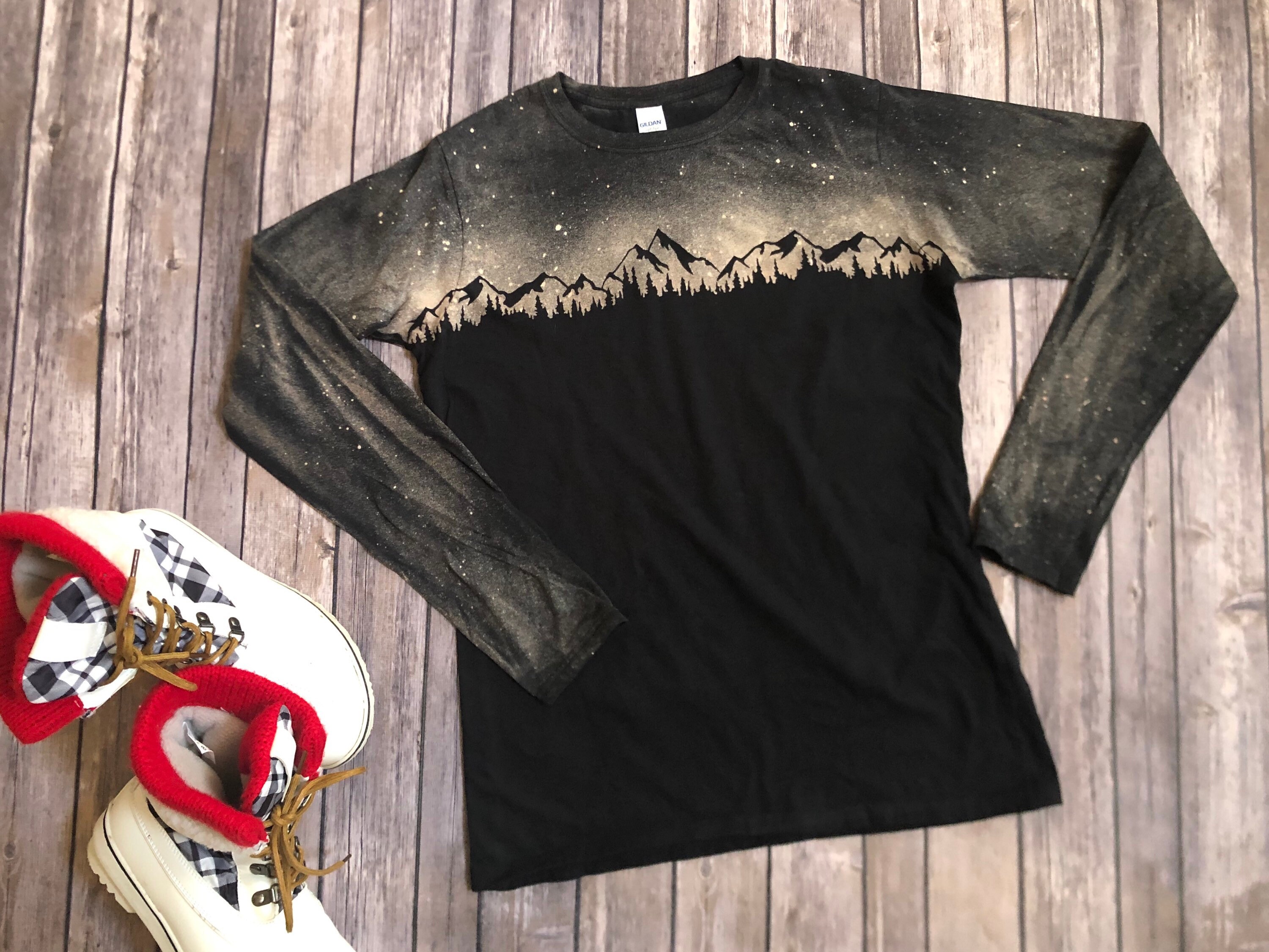 Mountain Shirt, Mountains, Bleached Shirt, Mountain Bleach