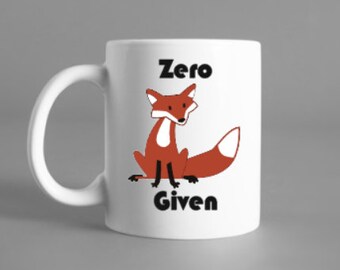 Taza de vinilo con zorro cero, taza de café, café, zorro, bebiendo, taza de zorro, amor animal, café de la mañana, no me importa,