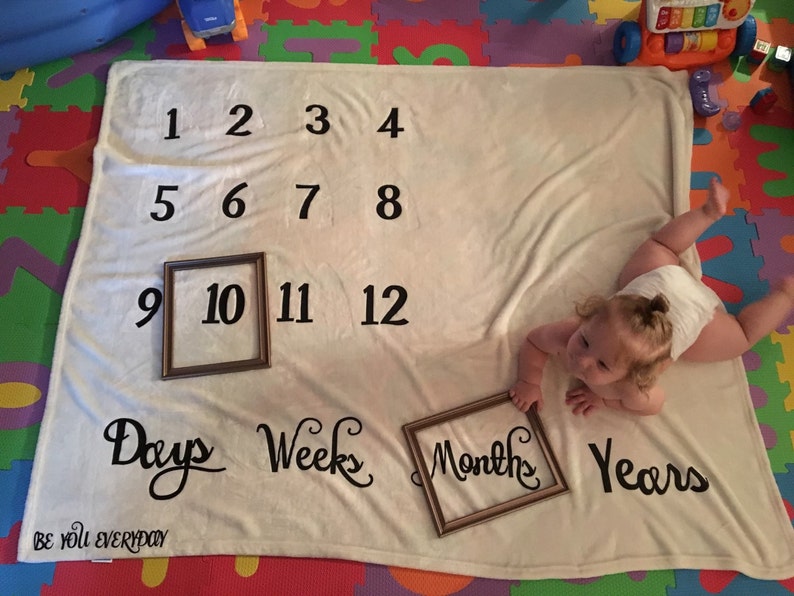 Bnaturalwell Baby Milestone Blanket Monthly Growth Swaddle ...