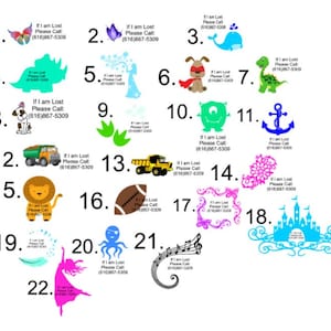 10 count Childrens temporary tattoos- If lost please call, safety tattoos, children tattoos, temporary tattoos, if lost tattoos, children