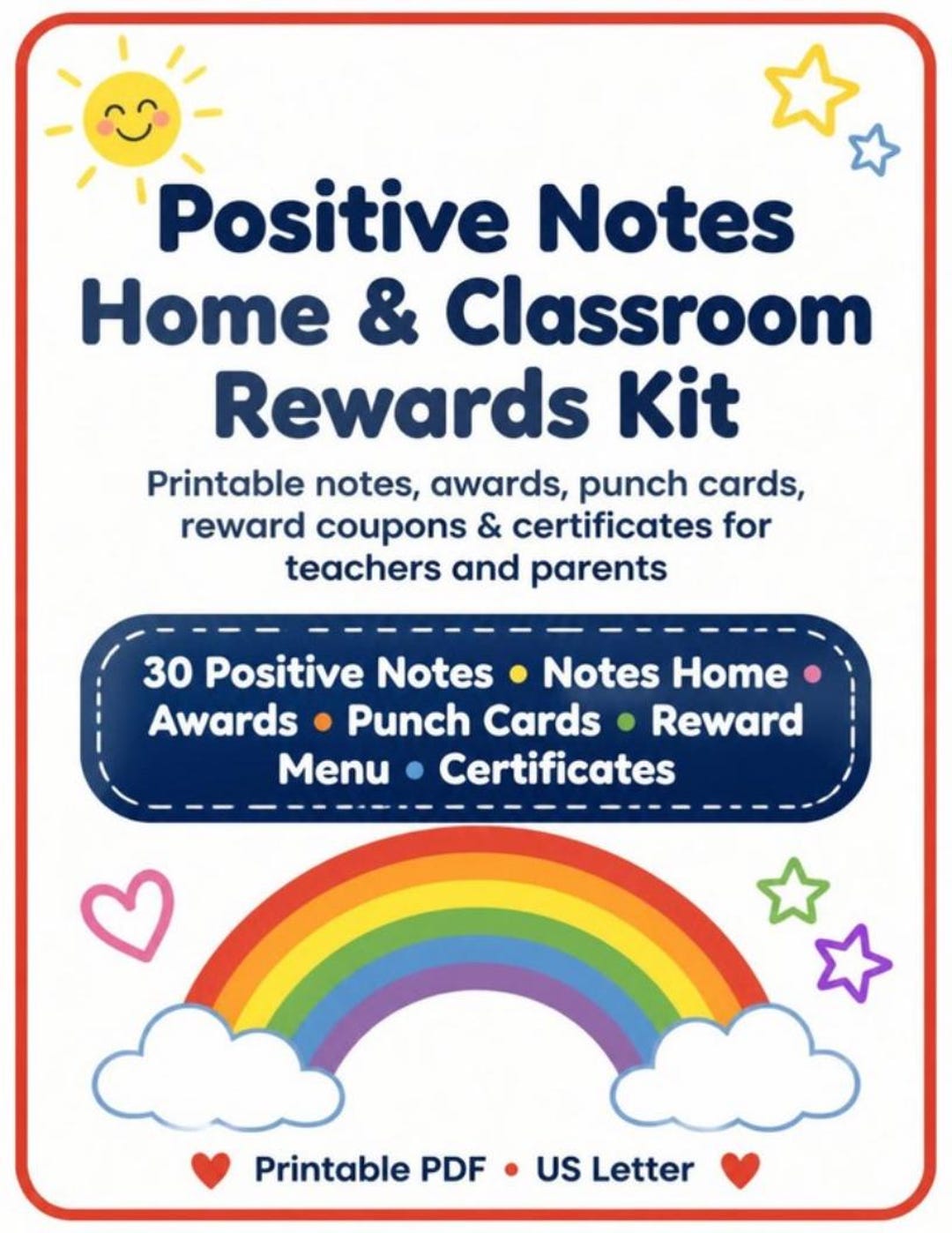 Student Report Chart Positive Notes Home Printable, Classroom Rewards Kit, Student Punch ...