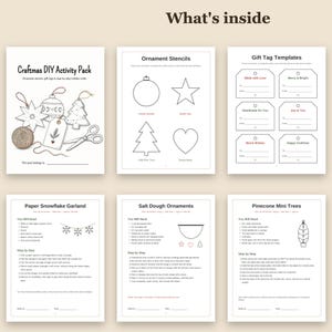 May include: A six-page Craftmas DIY Activity Pack featuring holiday craft instructions, ornament stencils, and gift tag templates. The pages include guides for paper snowflake garlands, salt dough ornaments, and pinecone mini trees.
