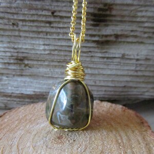 Rainforest Jasper Necklace, Jasper Necklace, Wired Wrapped Necklace, Jasper Pendant, Green Jasper, Pendant Necklace, Healing Stone, Gift