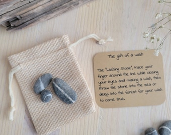 Triple Wishes Beach Stone Gift Set, Natural Healing Stone