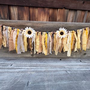 Autumn Fabric Banner, Fall Party Decor, Shabby Rag Halloween Bunting, Friendsgiving Decor
