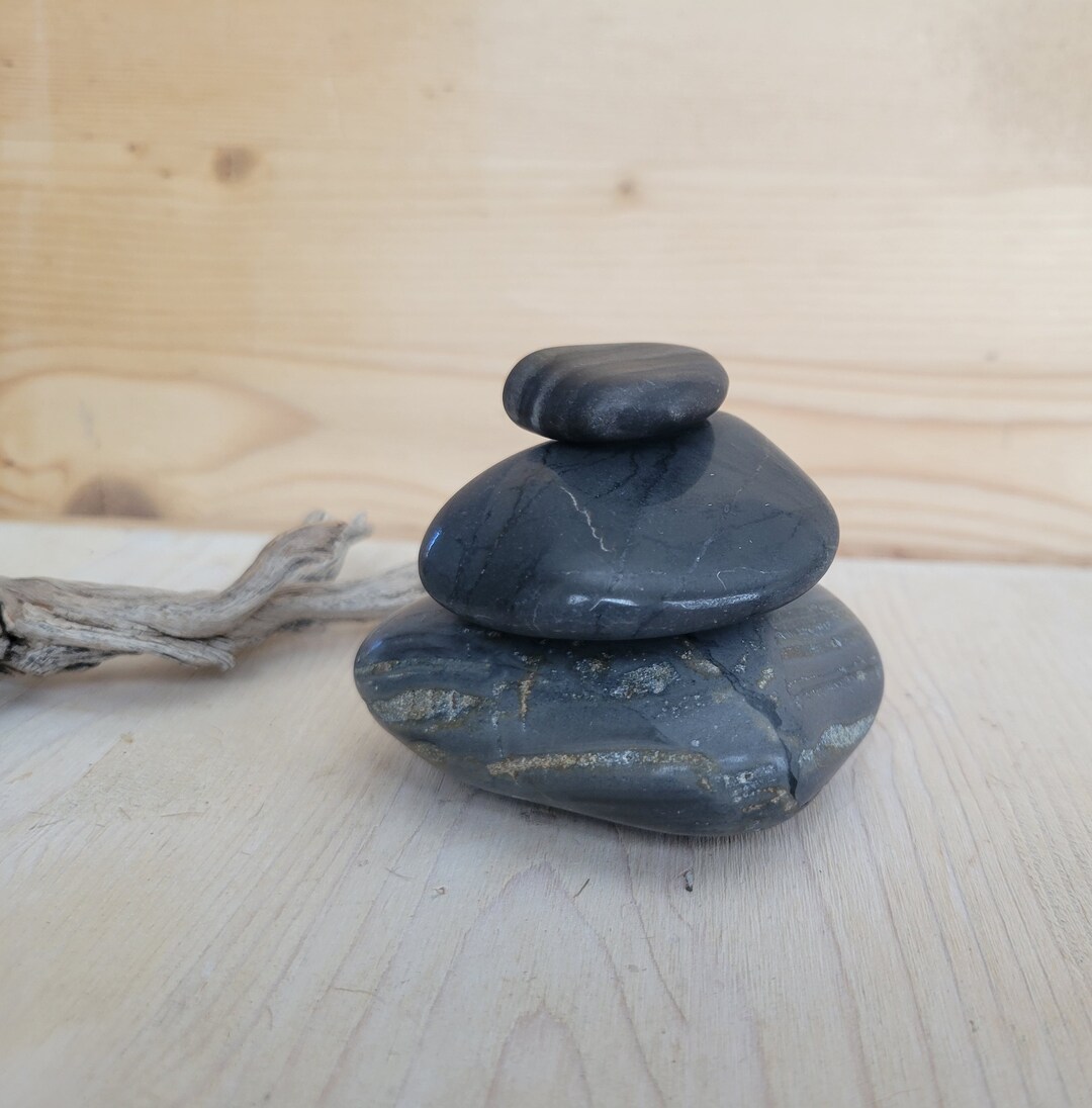 Zen Stacking Stones, Banded Beach Rock, Large Striped Rocks, Polished ...